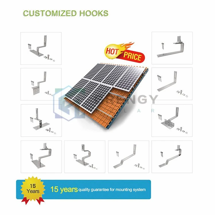 adjustable solar hook for tile roof pv racking